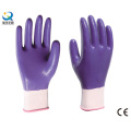 13G Nitrilo poliéster Shell, Nitrilo púrpura recubierto, guantes de trabajo (N6043)